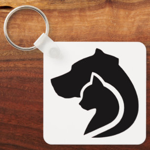 Schwarzer und weißer Hund und Katze Schlüsselanhänger
