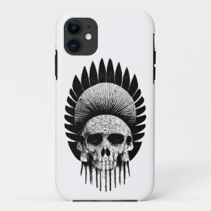 Schwarzer und weißer Indischer Schädel Case-Mate iPhone Hülle