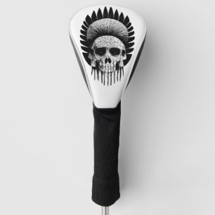 Schwarzer und weißer Indischer Schädel Golf Headcover