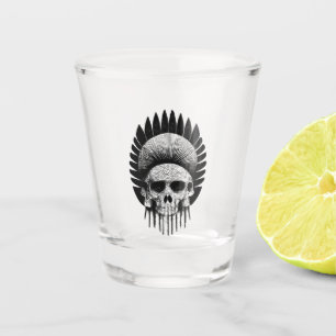 Schwarzer und weißer Indischer Schädel Schnapsglas
