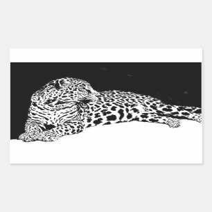 Schwarzer und weißer Leopard Rechteckiger Aufkleber