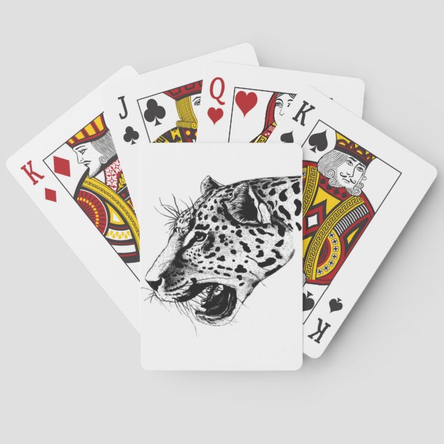 Schwarzer und weißer Leopard Spielkarten (Rückseite)