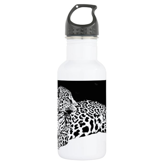 Schwarzer und weißer Leopard Trinkflasche (Vorderseite)