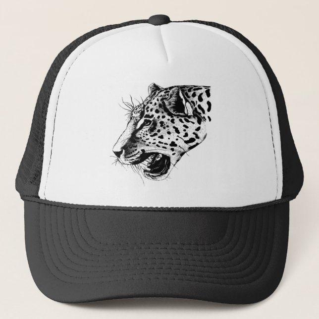 Schwarzer und weißer Leopard Truckerkappe (Vorderseite)