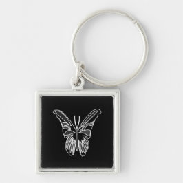 Schwarzer und weißer Luna-Schmetterling Schlüsselanhänger