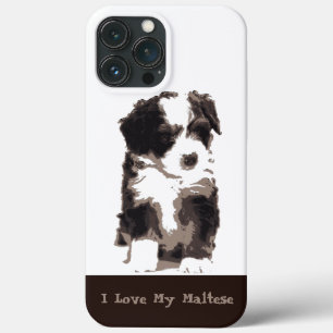 Schwarzer und weißer maltesischer Welpenhund Case-Mate iPhone Hülle