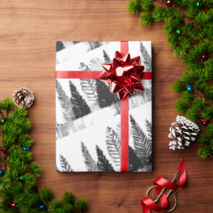 Schwarzer und weißer moderner Pinienwald Geschenkpapier