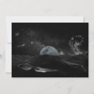 Schwarzer und weißer Mond Night Sky Galaxy Pos Einladung