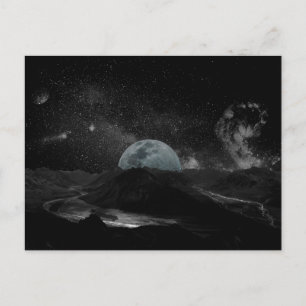Schwarzer und weißer Mond Night Sky Galaxy Pos Postkarte
