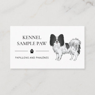 Schwarzer und weißer Papillenhund - Hundehund Visitenkarte