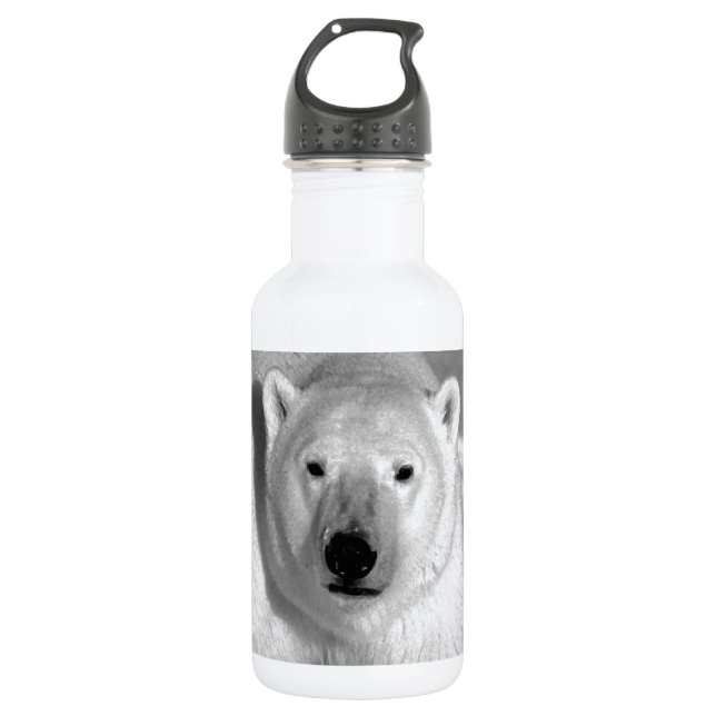 Schwarzer und weißer Polar Edelstahlflasche (Vorderseite)