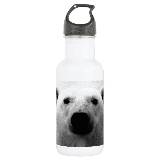 Schwarzer und weißer Polar Edelstahlflasche (Vorderseite)