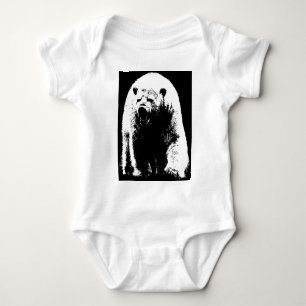 Schwarzer und weißer Pop Art Polar Bär Baby Strampler