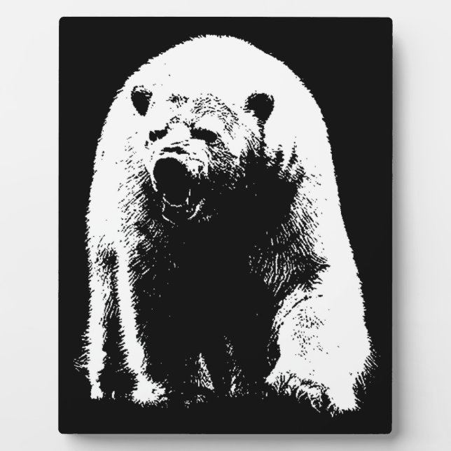 Schwarzer und weißer Pop Art Polar Bär Fotoplatte (Vorderseite)