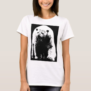 Schwarzer und weißer Pop Art Polar Bär T-Shirt