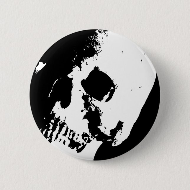 Schwarzer und weißer Schädel Button (Vorderseite)