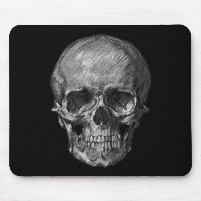 Schwarzer und weißer Schädel Mousepad (Vorne)