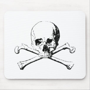 Schwarzer und weißer Schädel und Knochen Mousepad