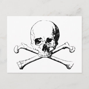 Schwarzer und weißer Schädel und Knochen Postkarte