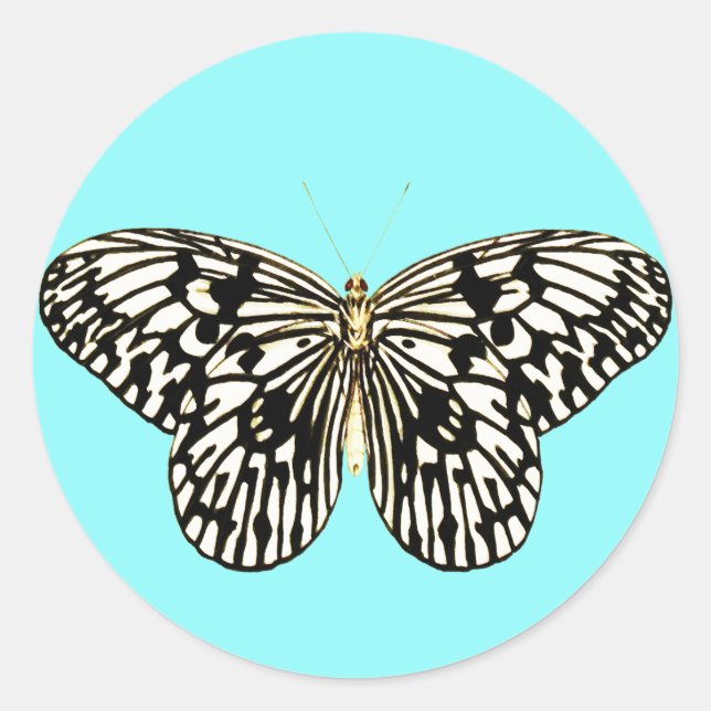 Schwarzer und weißer Schmetterling, türkischer Hin Runder Aufkleber (Vorderseite)