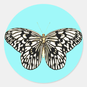 Schwarzer und weißer Schmetterling, türkischer Hin Runder Aufkleber
