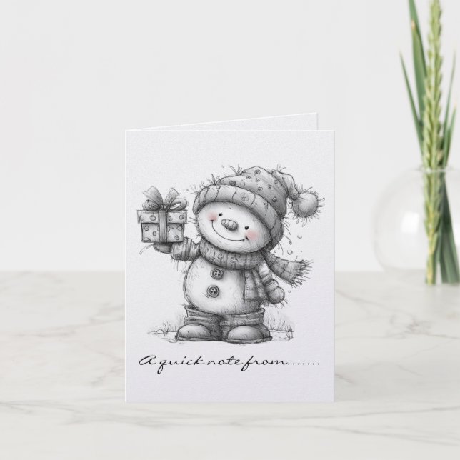 Schwarzer und Weißer Schneemann und Geschenk (Vorderseite)