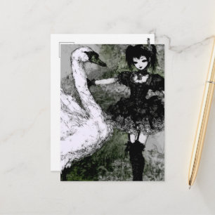 Schwarzer und weißer Schwan und Ballerina Postkarte