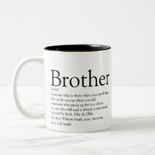 Schwarzer und weißer Spaß Moderne Brüderdefinition Zweifarbige Tasse