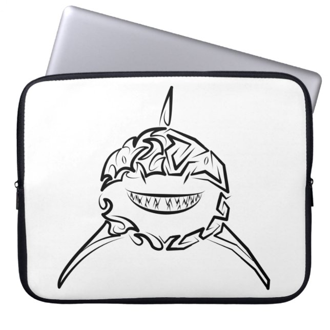 Schwarzer und weißer Stamm Großer Weißer Hai Laptopschutzhülle (Vorderseite)