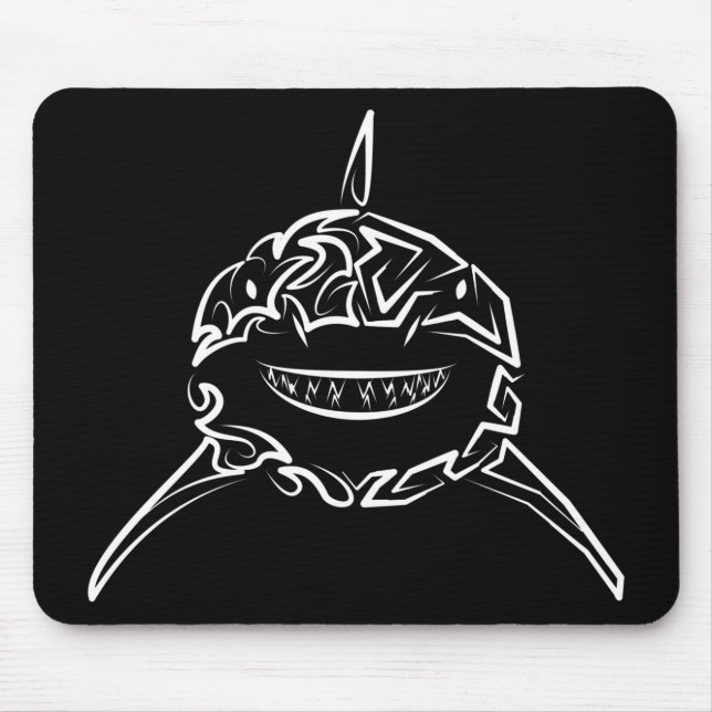 Schwarzer und weißer Stamm Großer Weißer Hai Mousepad (Vorne)