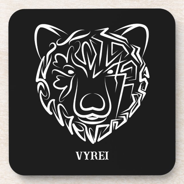 Schwarzer und weißer Stammbär Getränkeuntersetzer (Vorderseite)