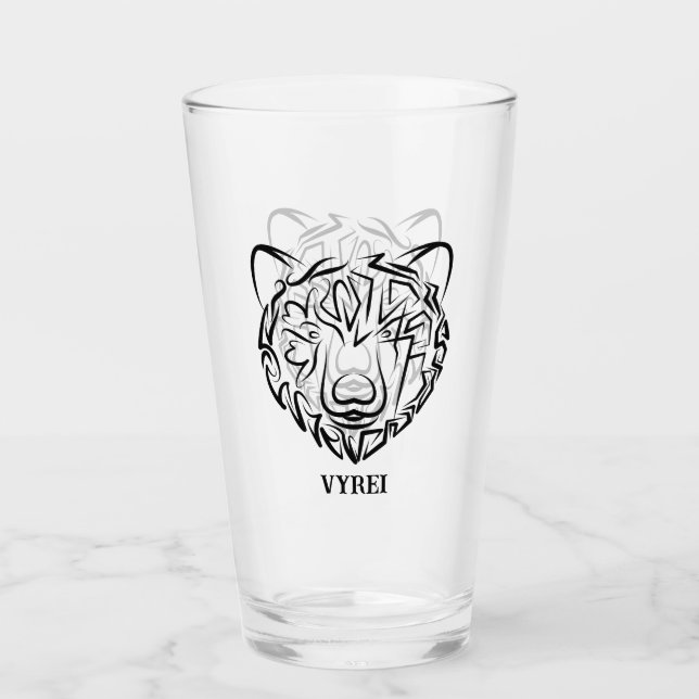 Schwarzer und weißer Stammbär Glas (Vorderseite)