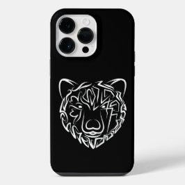 Schwarzer und weißer Stammbär iPhone 14 Pro Max Hülle