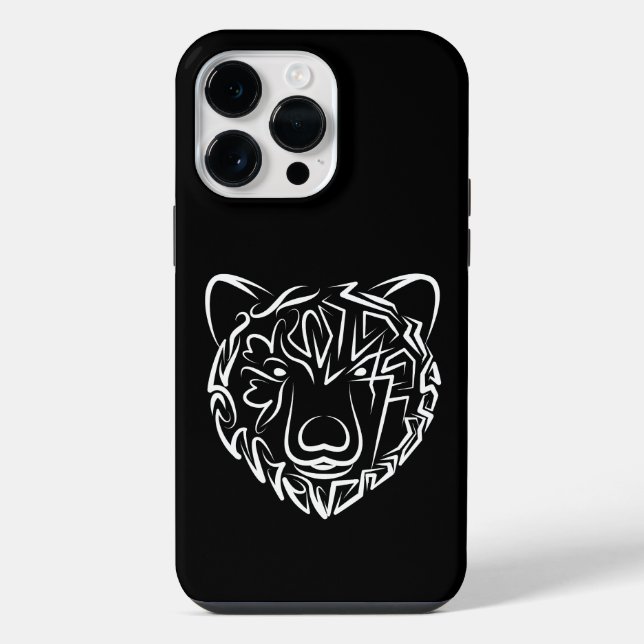 Schwarzer und weißer Stammbär iPhone 14 Pro Max Hülle (Rückseite)