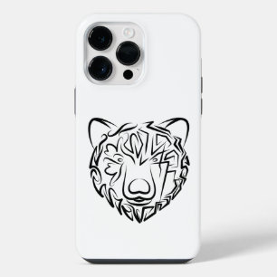 Schwarzer und weißer Stammbär iPhone 14 Pro Max Hülle