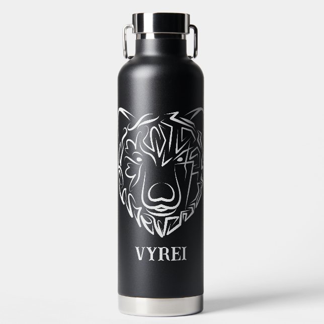 Schwarzer und weißer Stammbär Trinkflasche (Vorderseite)
