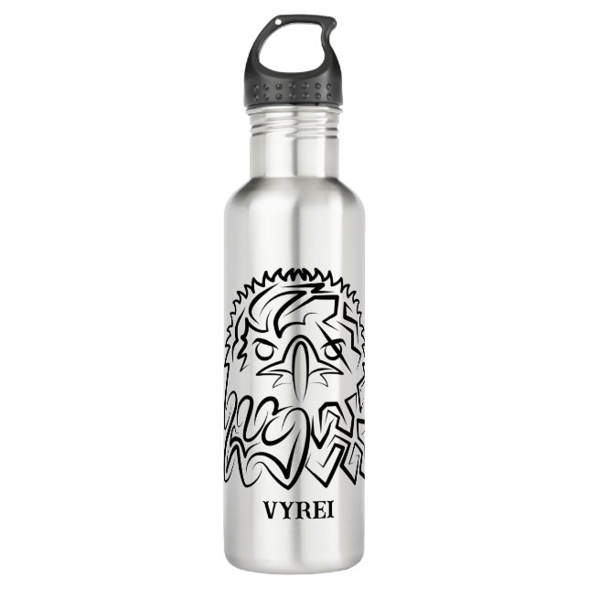 Schwarzer und weißer Stammesadler Edelstahlflasche (Vorderseite)