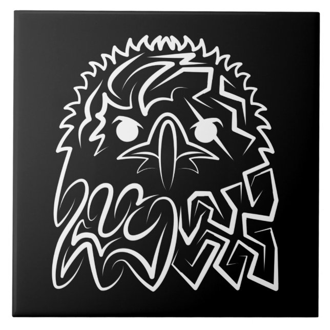Schwarzer und weißer Stammesadler Fliese (Vorderseite)