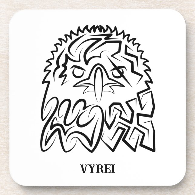 Schwarzer und weißer Stammesadler Getränkeuntersetzer (Vorderseite)