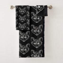 Schwarzer und weißer Stammesfuchs Badhandtuch Set