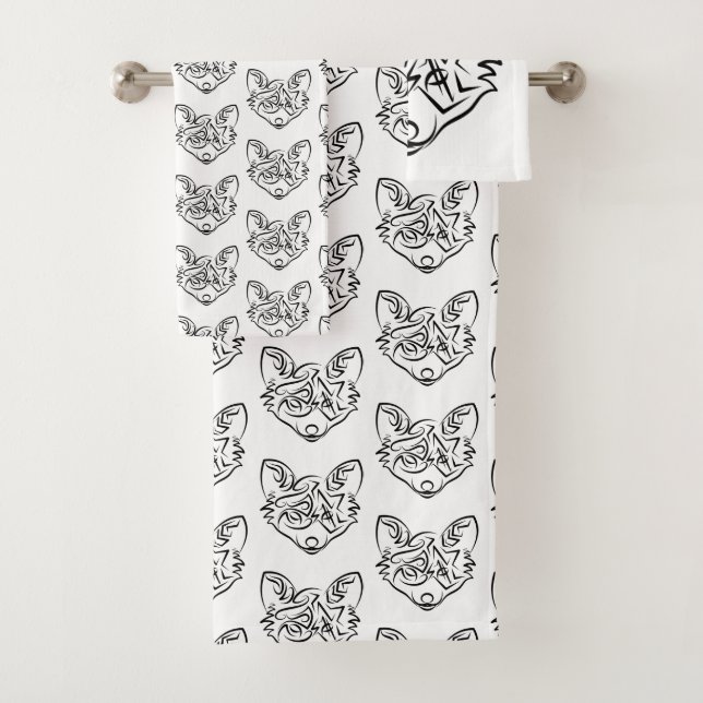 Schwarzer und weißer Stammesfuchs Badhandtuch Set (Insitu)