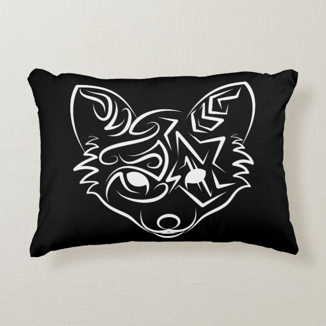 Schwarzer und weißer Stammesfuchs Dekokissen (Vorderseite)