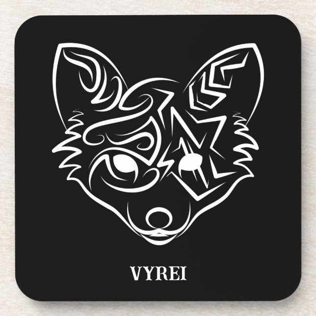 Schwarzer und weißer Stammesfuchs Getränkeuntersetzer (Vorderseite)