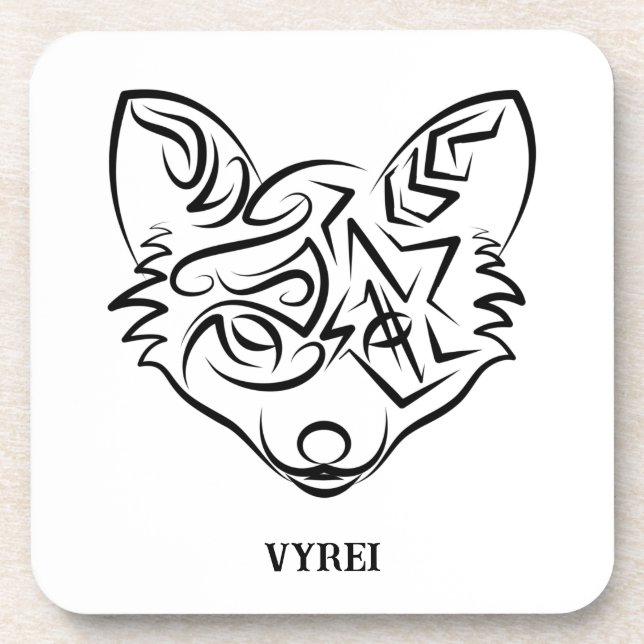 Schwarzer und weißer Stammesfuchs Getränkeuntersetzer (Vorderseite)
