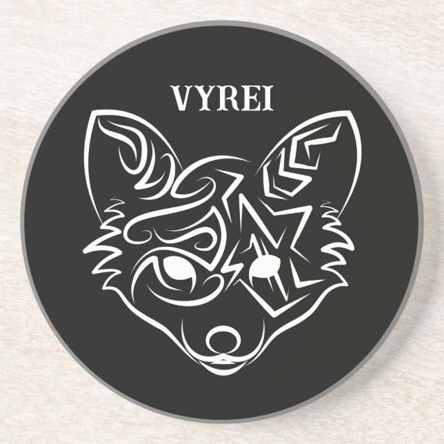 Schwarzer und weißer Stammesfuchs Getränkeuntersetzer (Vorne)