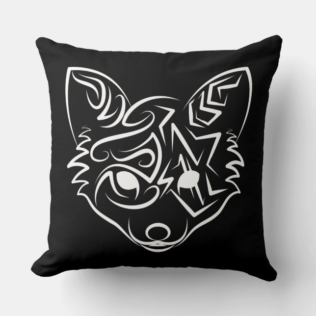 Schwarzer und weißer Stammesfuchs Kissen (Vorderseite)