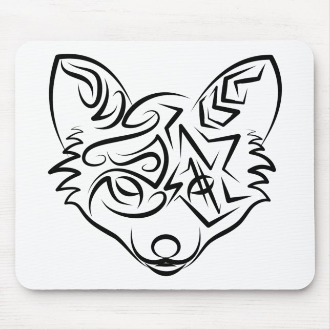 Schwarzer und weißer Stammesfuchs Mousepad (Vorne)