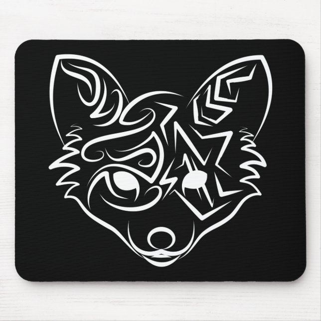 Schwarzer und weißer Stammesfuchs Mousepad (Vorne)