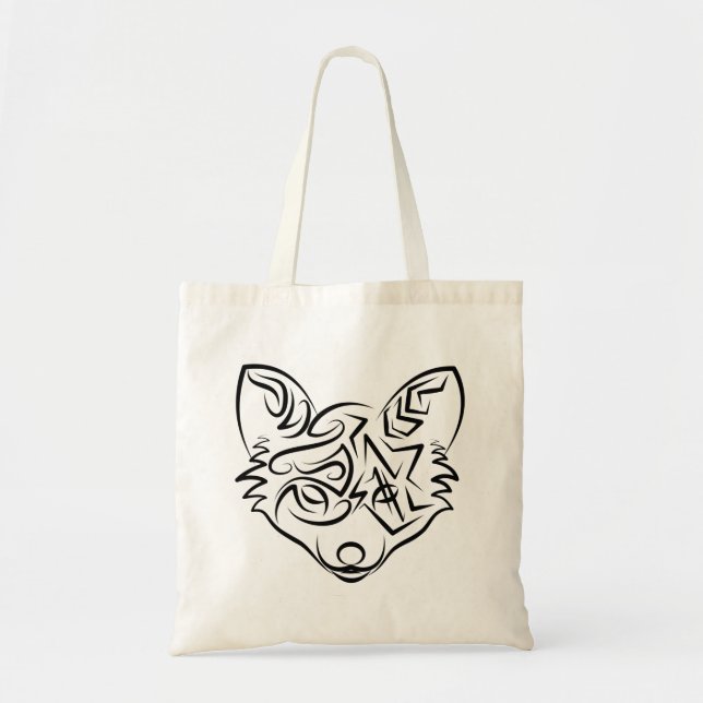 Schwarzer und weißer Stammesfuchs Tragetasche (Vorne)