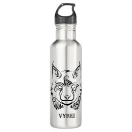 Schwarzer und weißer StammesLynx Edelstahlflasche